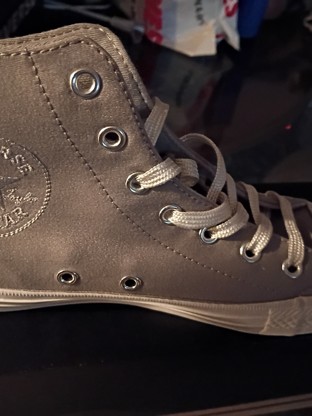Classic High-Top Canvas Sneakers - Gray Size 5 Women